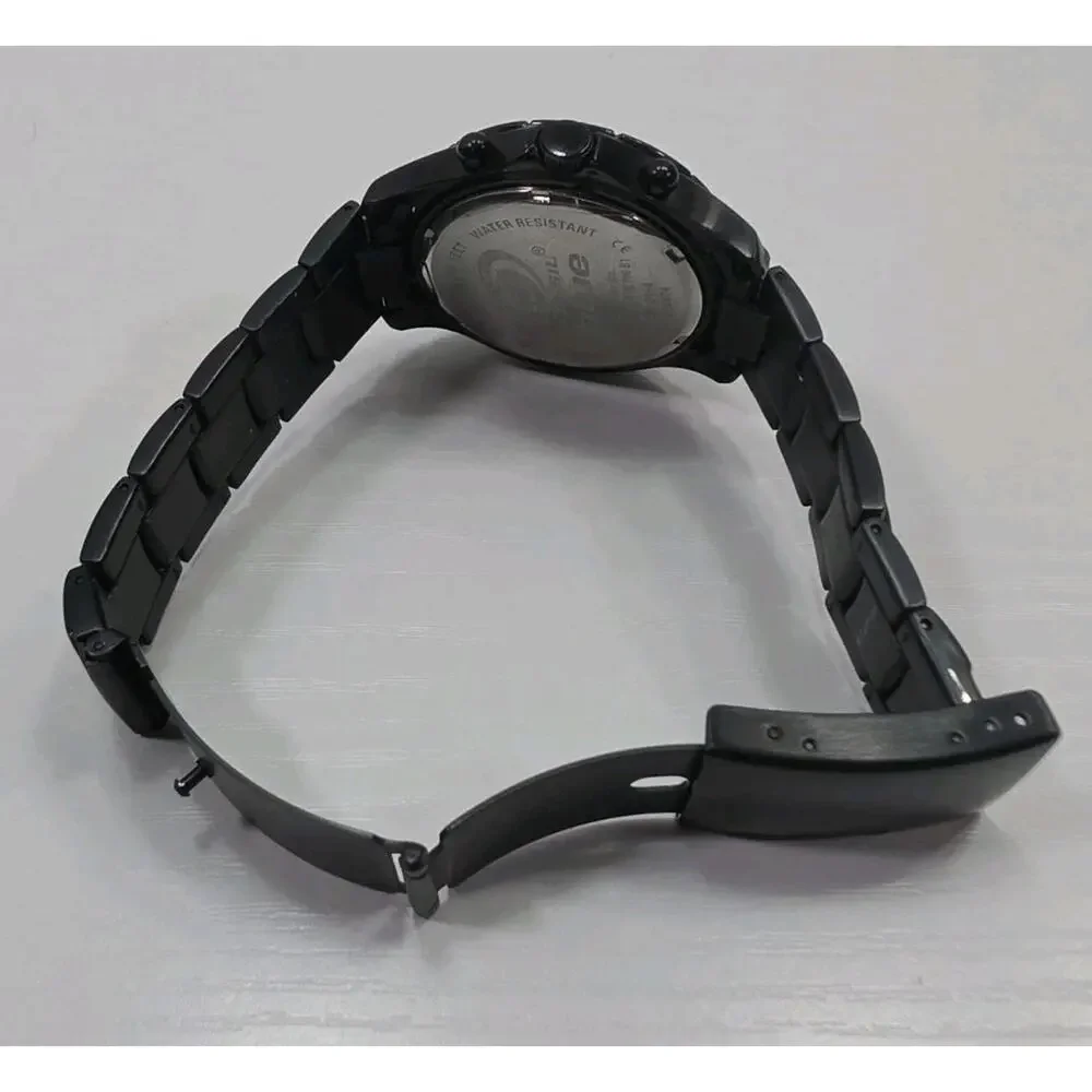 Fossil Blue 250804 Men's Chronograph Watch Black Metal Band Noir New Battery 263